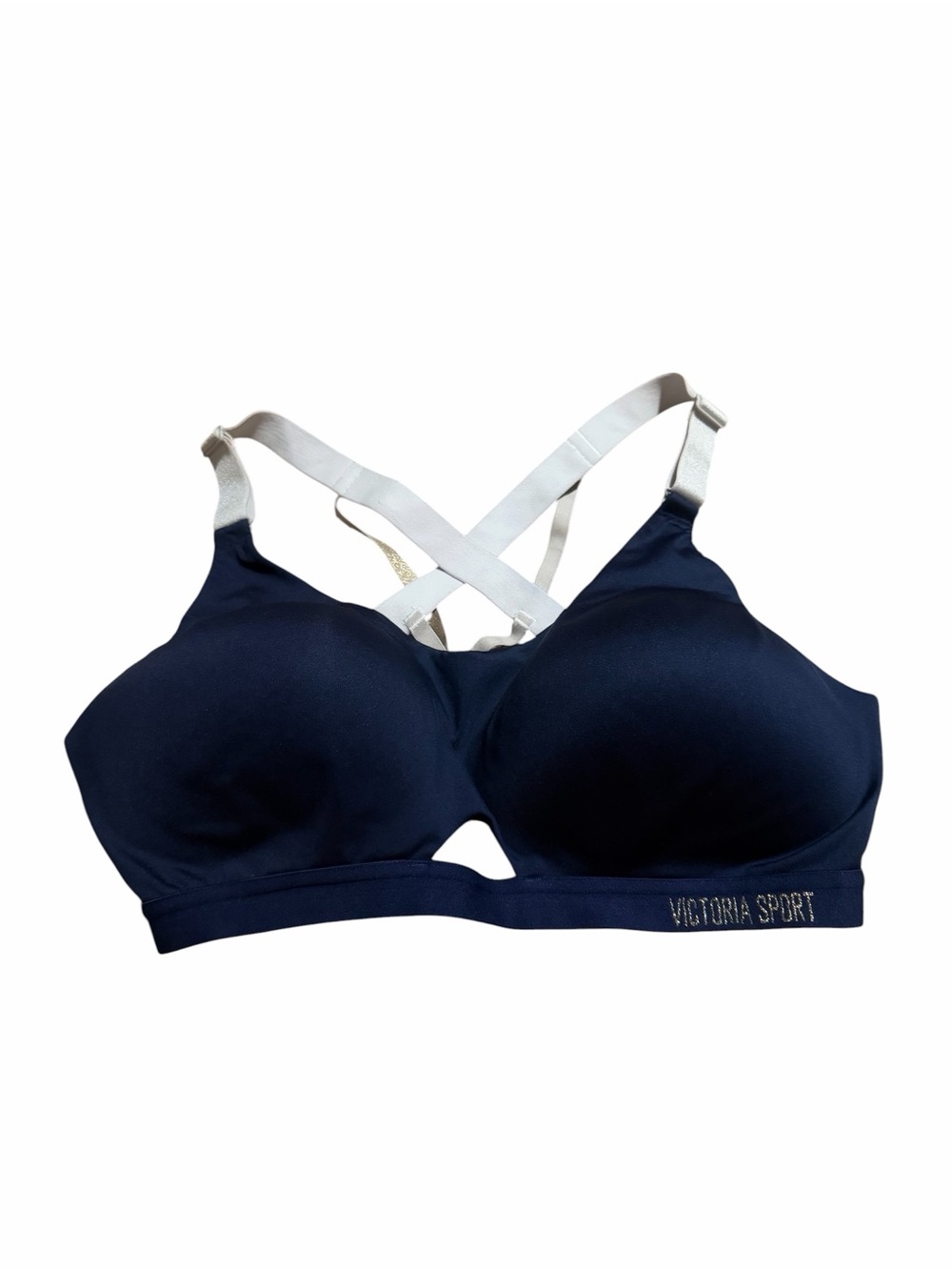 Victoria's Secret Navy Sports Bra with glittery Cross-Back Straps